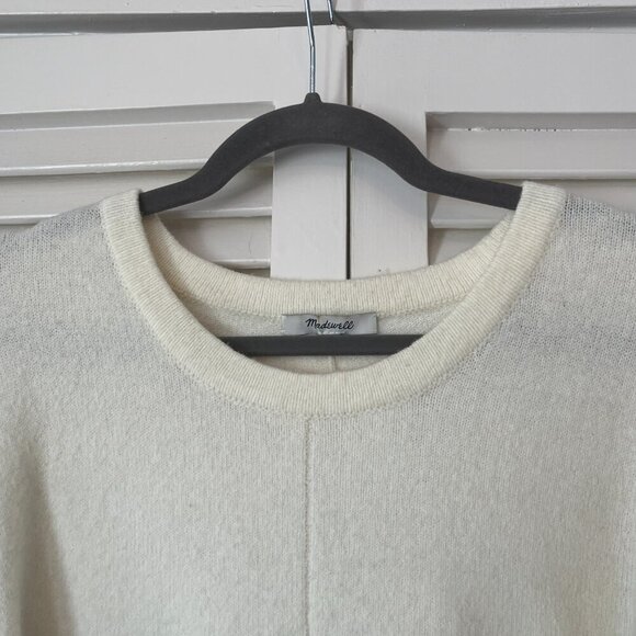Madewell Tie-Front Wrap Sweater medium cream wool blend - Picture 7 of 14